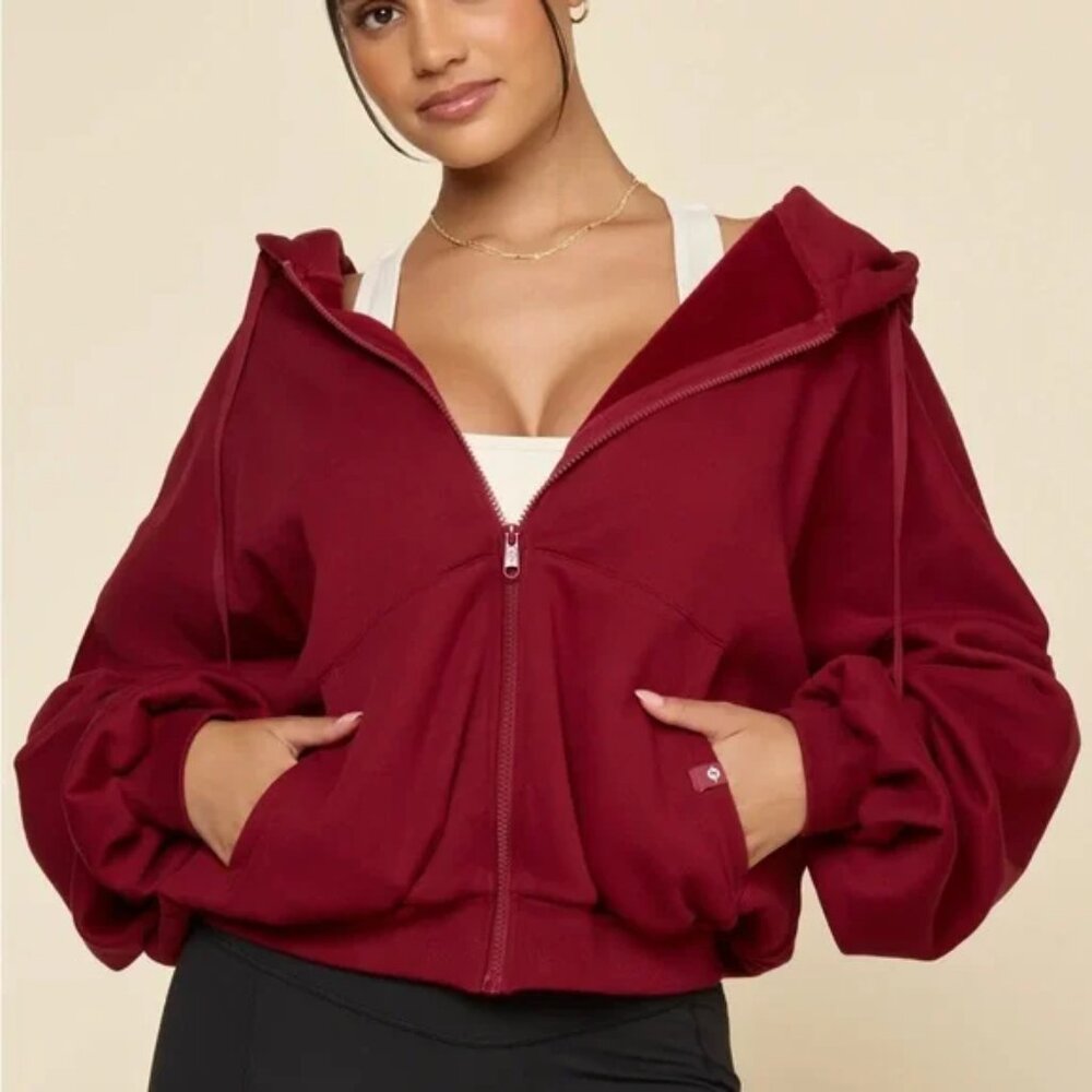 POPFLEX Zip Cloud Hoodie Crimson - L/XL - Gently Used